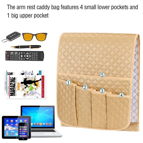 Remote Holder Caddy for Couch Sofa Recliner Chair Armrest TV Pocket Couch Bag - Picture 7 of 14