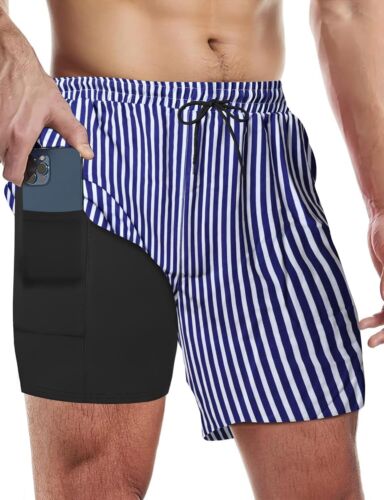 Men's 5" Quick-Dry Swim Trunks w/Compression Liner Pockets Stretch Board Shorts - Picture 22 of 122