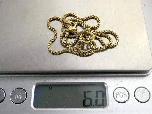 Italy Gilded Sterling Silver Box Chain Necklace 6g 1.61mm Thickness 18 Inch Long - Picture 9 of 11