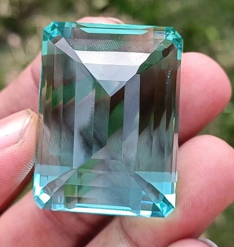 Large 50 Ct Blue Topaz Emerald  Faceted Cut Loose Gemstone Best Offer Price - Picture 4 of 7