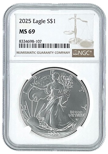 2025 1oz Silver American Eagle NGC MS69 Brown Label