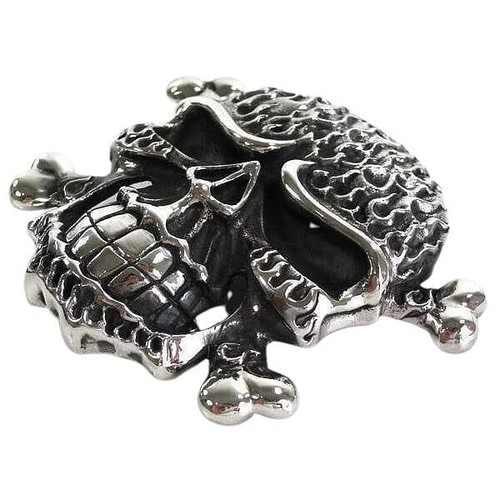 Silver Skull Bone Biker Belt Buckle - Picture 2 of 4