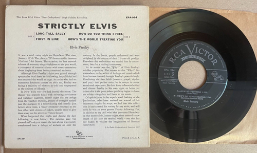 Elvis Presley Strictly Elvis 1957 CANADA RCA Vinyl EP Picture Cover GREY EPA 994 - Picture 2 of 2