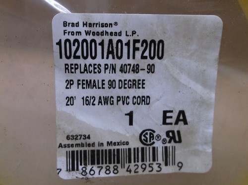 40748-90 Brad Harrison NEW In Box Cordset Cable Molex 102001A01F200 - Picture 4 of 4