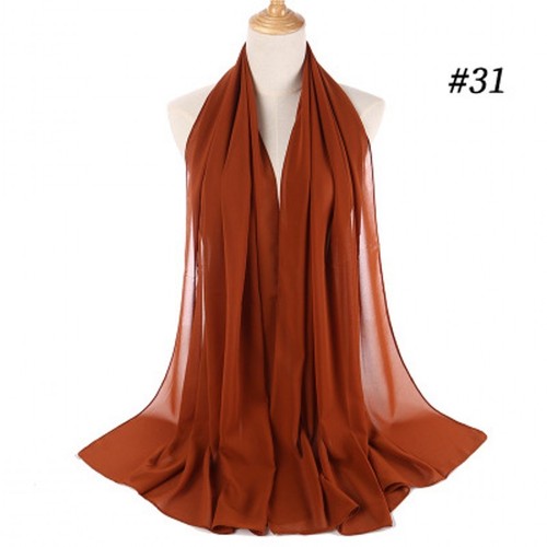 Damen muslimischer langer Hijab Schal Tücher Kopftuch Chiffon Schals einfache Farbe - Bild 43 von 73