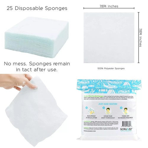 Disposable No Rinse Bathing Wipes 25 Pack - All-In-1 Single Use Shower Wipes New - Picture 3 of 14