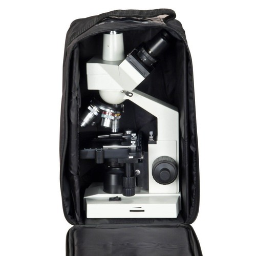 Microscopio trinocular de laboratorio LED OMAX 40X-2500X + cámara de 1,3 MP + diapositivas + papel de lente + estuche - Imagen 3 de 10