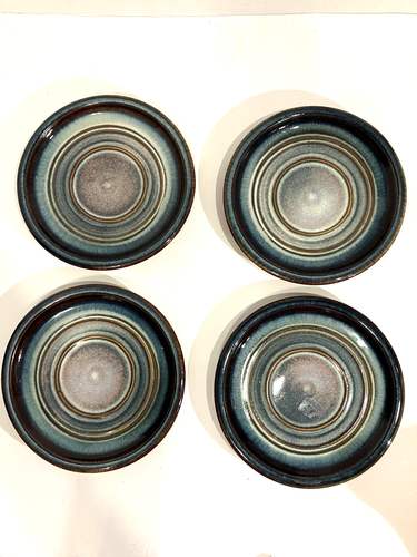 Bill Campbell Art Pottery Bread Dessert Plates Set 4 Swirl Glaze Handmade Signed - Picture 4 of 7