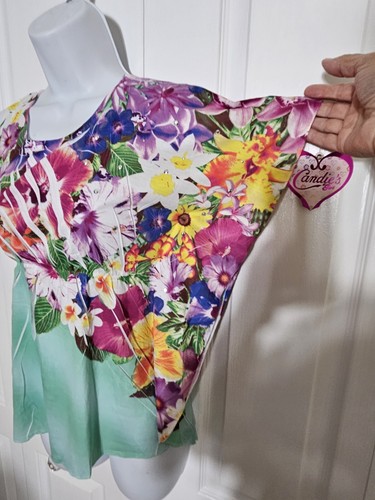 Candie's Girl Multicolor Sleeveless One-Shoulder Tropical Size 14-16 Youth - Picture 9 of 16