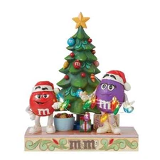 Jim Shore M&M'S RED AND PURPLE M&M'S WITH CHRISTMAS TREE-A HELPING HAND 6015679