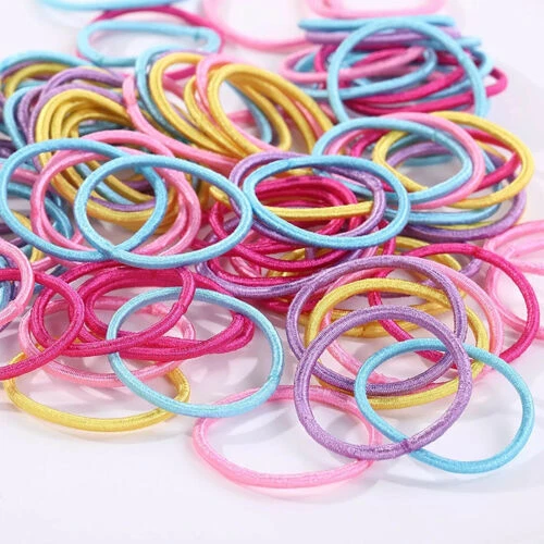 100X Hair Ties Elastic Band Snagless Ponytail Tie School Bubbles Various Colours - Picture 9 of 19
