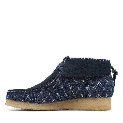 Clarks Mujer Wallabee Mocasín Bota Azul Gamuza Informal Botas Zapatos - Imagen 4 de 5