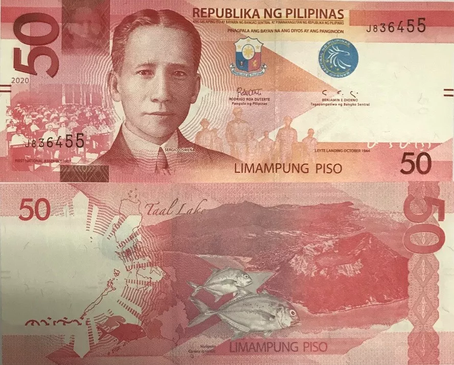 Philippines 50 Pesos 2020 P 224 UNC with Blind Mark eBay