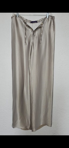 Ralph Lauren Purple Label Collection Women Dress Pants Wide Silver 12-14 Large - Picture 3 of 9
