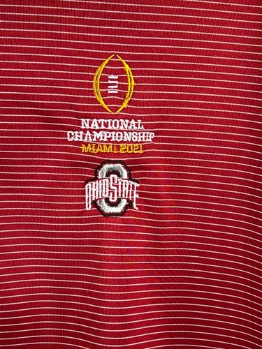 Antigua Golf Shirt Men's S L Red/Gray Ohio State Buckeyes Football 2021 - Picture 2 of 9