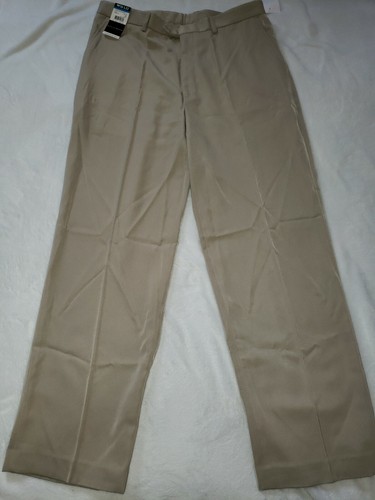 NWT Mens Crazy Horse 32 x 32 Tan Beige Flat Front Dress Pants Work Slacks - Picture 2 of 4