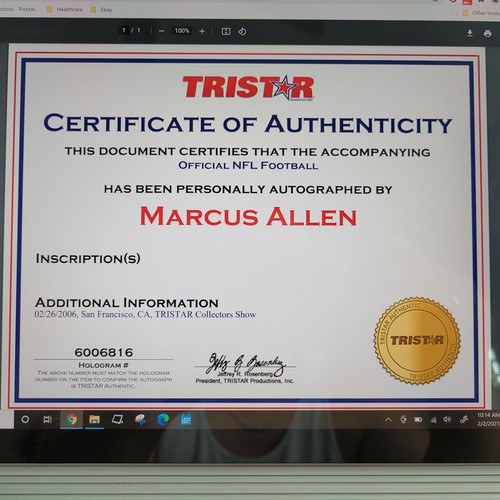 MARCUS ALLEN signed/autographed Official NFL Wilson Football -Tristar 6006816 - Picture 6 of 7