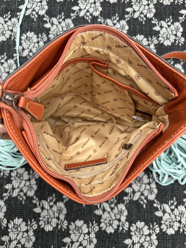 ARIAT Lorelei Calf Hair Purse Crossbody Bag Fringe Western Boho Floral - Picture 8 of 8