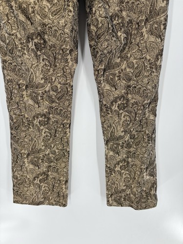 Alice + Olivia Drew Metallic Pants Womens 4 Gold Floral Paisley Straight Leg Mid - Picture 11 of 16