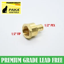 12PCS 1/2" PEX x 1/2" Female FIP thread Adap - BRASS CRIMP FITTINGS (LEAD-FREE)