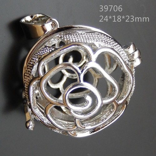 Mexican Bola Ball Harmony Ball Openable Silver color Angel Caller Locket Pendant - Picture 25 of 39