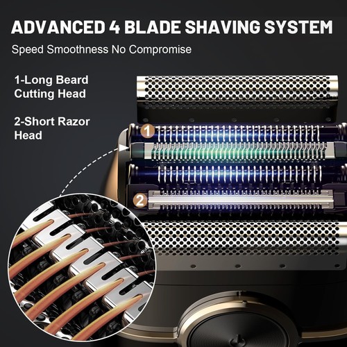 Electric Foil Shavers for Men: Upgraded Mini Electric Razor with 4 Floating Blad - Picture 3 of 11