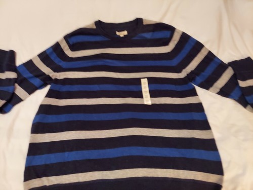 Sonoma Mens Sweater. Size XL. Blue And Gray Stripe. Light Weight. - Picture 6 of 6