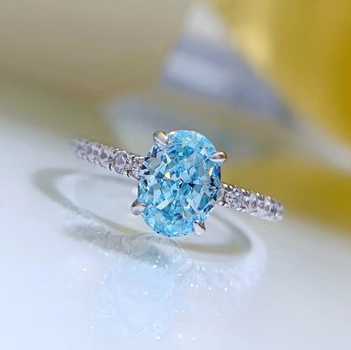 1.5CT Radiant Engagement Ring Blue Natural Pink Stone 925 Solid Silver 6X8MM - Picture 61 of 65