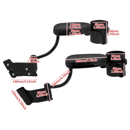 Adjustable Passenger Armrests Kit Black Fit For Honda Goldwing 1800 GL1800 01-17 - Bild 2 von 15