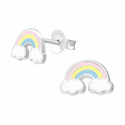 925 Sterling Silver Light Pink Rainbow Stud Earrings Kids Girls Ebay