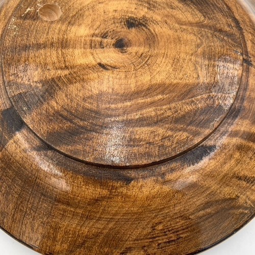 VTG Wood Bread Plate Tray Hand Carved Floral Leaf Antique Motif 7” Tiki Bar - Picture 13 of 15