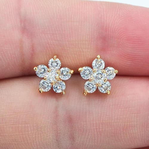 Tiny Flower Stud Earrings Small Cubic Zirconia Helix Cartilage Ear Piercing Gift - Picture 17 of 21
