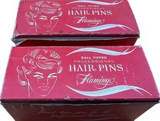 2 Flamingo Ball Tipped Professional Hair Pins Invisible Crimped Silver 1 3/4"