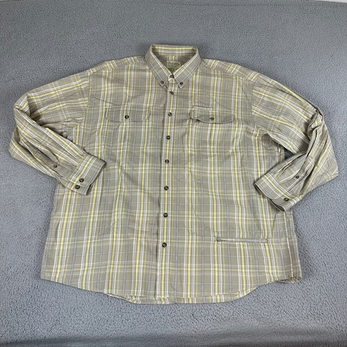 Cabela's Hemd Herren XLT braun kariert 100% Baumwolle Button Down Kragen Langarm