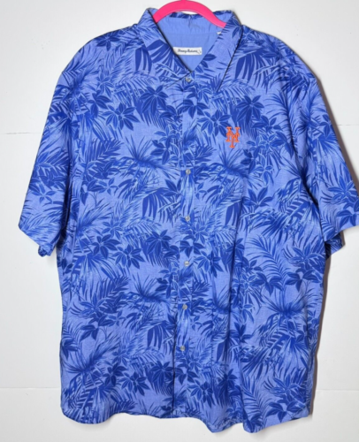 Tommy Bahama New York Mets NY Hawaiian Shirt Mens 3XL Royal 100% Pima EXCELLENT