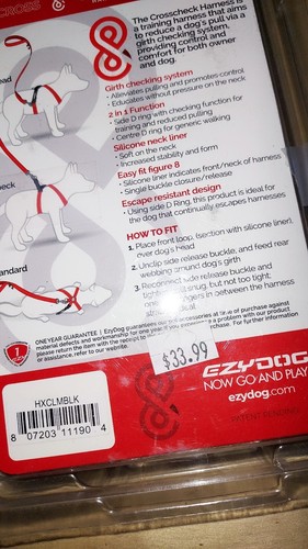 EZYDOG Cross-check Training Harness-Black w White Stitching - Picture 7 of 7