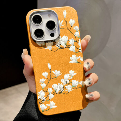 Magnetic Case For iPhone 16 Pro Max 11 14 13 12 15 Flower Silicone Phone Cover