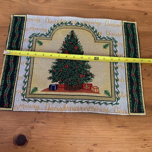 Weihnachtsbaum Wandteppich Set 8 Tischsets 18X13" und Läufer 67X13" EUC - Bild 18 von 19