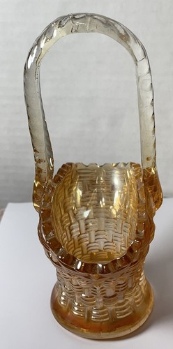"Antigua cesta de vidrio de carnaval novias caléndula de Pascua tejido de canasta pequeño mango de 6""" - Imagen 8 de 12