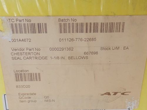 Chesterton 667698 155B Cartridge Mounted Single Bellows Seal Size 09 1.125in ... - Picture 6 of 8