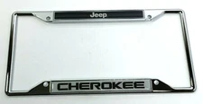Chrome License Plate Frame for Jeep Cherokee w/ Emblem / Logo (Licensed)