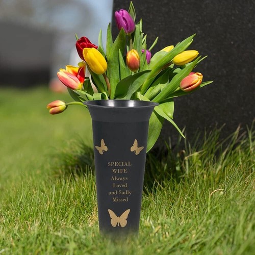 Grave Vase Spike Funeral Memorial Flower Pot Holder In Loving Memory Container - Picture 2 of 7