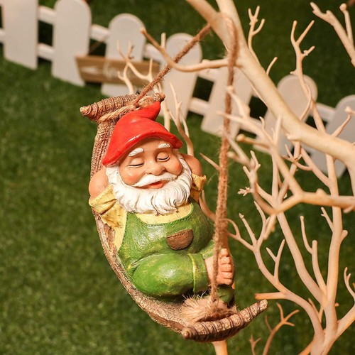 Adornos de gnomo colgantes para árboles - Decoración de jardín al aire libre Estatuillas de gnomo regalo - Imagen 12 de 19
