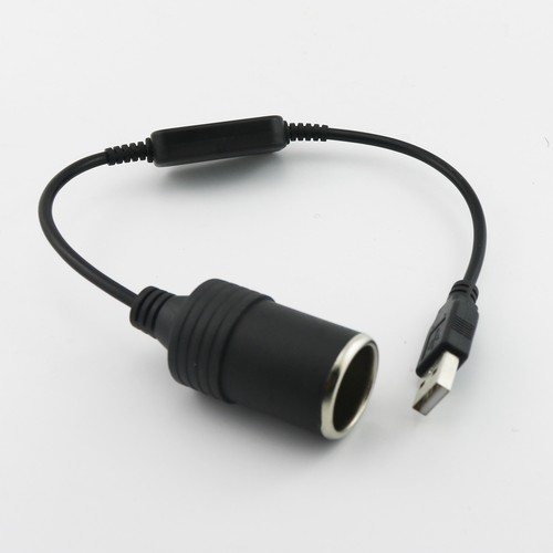 1x USB 2.0 A Male to 12V Car Cigarette Lighter Socket Female Adapter Cable 1FT - Picture 2 of 7