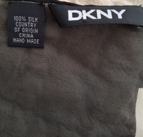 Vintage Donna Karan Black Silk Scarf With DKNY Logo - Picture 4 of 7