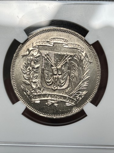 DOMINICAN REPUBLIC  1/2 Peso 1967 - NGC MS65 J2 - Picture 4 of 4