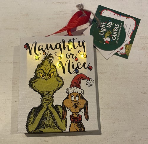 Dr Seuss The Grinch That Stole Christmas With Max Light Up Canvas Tree Ornament - Picture 4 of 10
