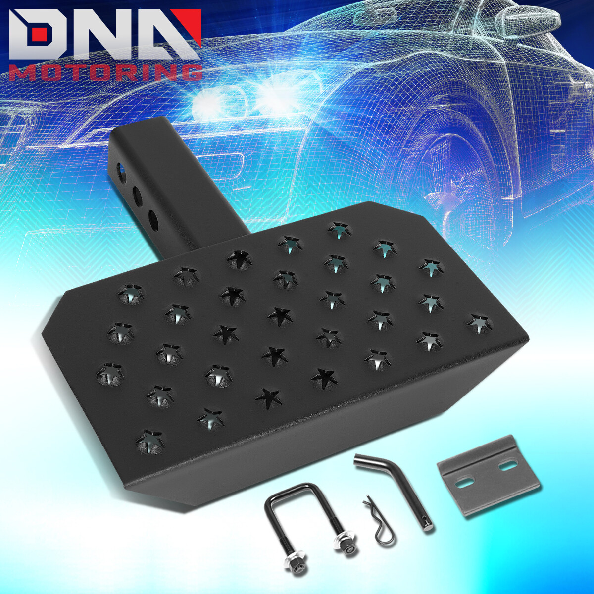 Matte Black Folding Style Rear Bumper Trailer Hitch Step W/2" Tow