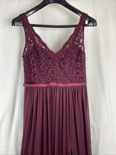 Vestido para mujer Celebrate By David's Bridal Wine línea A cuello en V lentejuelas encaje talla 14 - Imagen 8 de 14