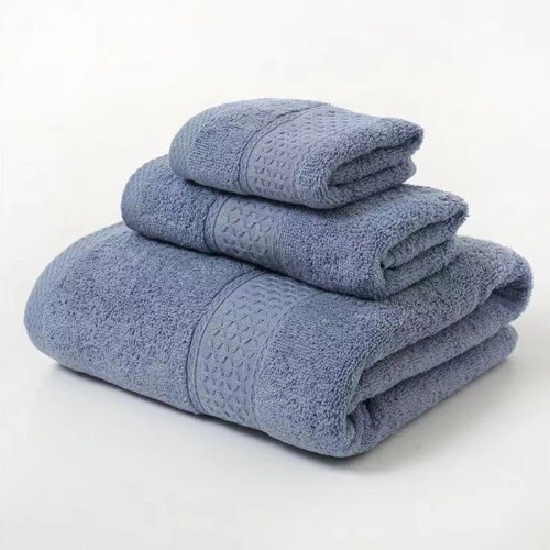 3pcs Luxurious Cotton Towel Set Ultra Soft Highly Absorbent Bath Hand Towels - Foto 2 di 20